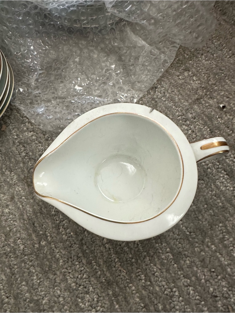 Noritake Helene White Porcelain Creamer with Gold Accents